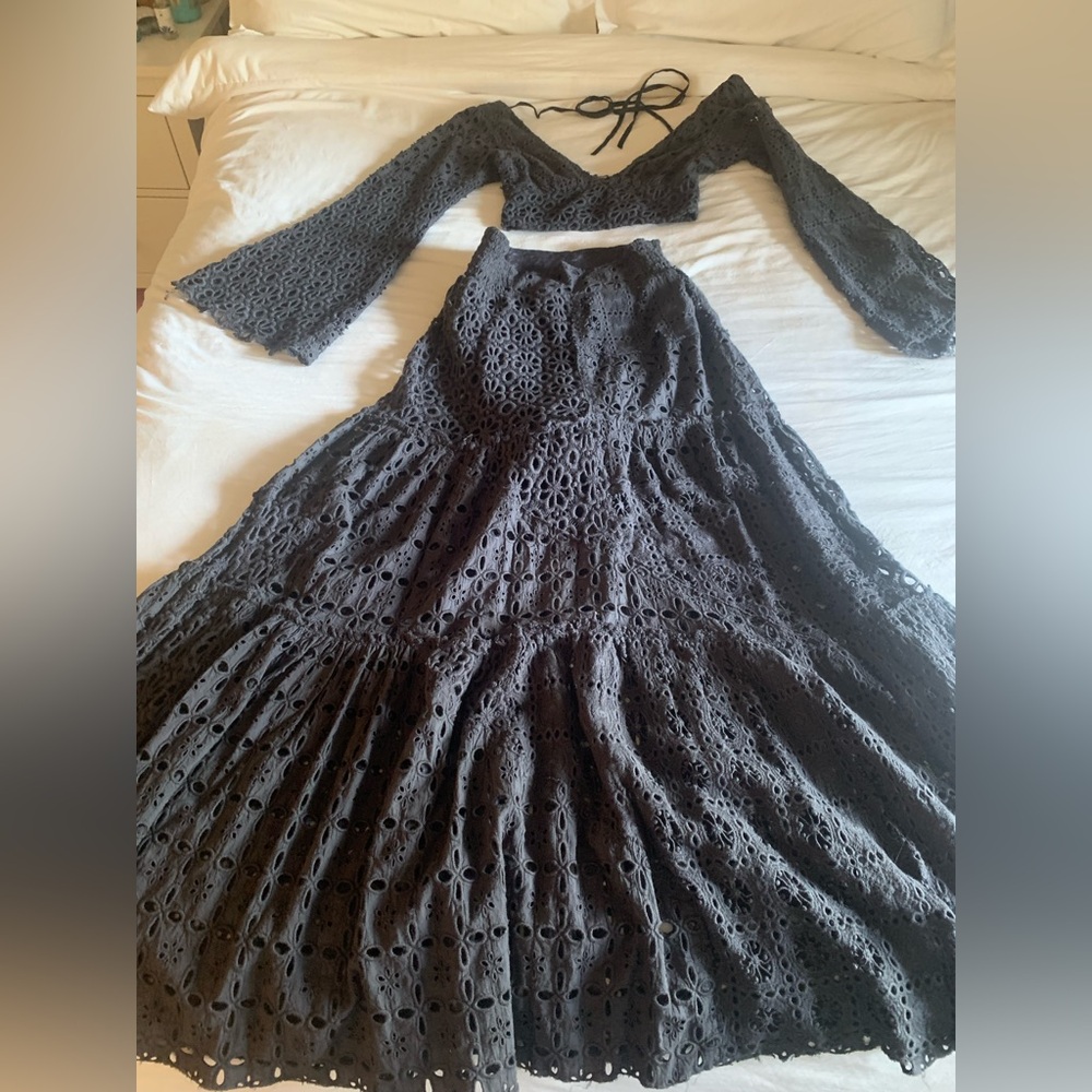 Free people lace skirt and top 2 piece set